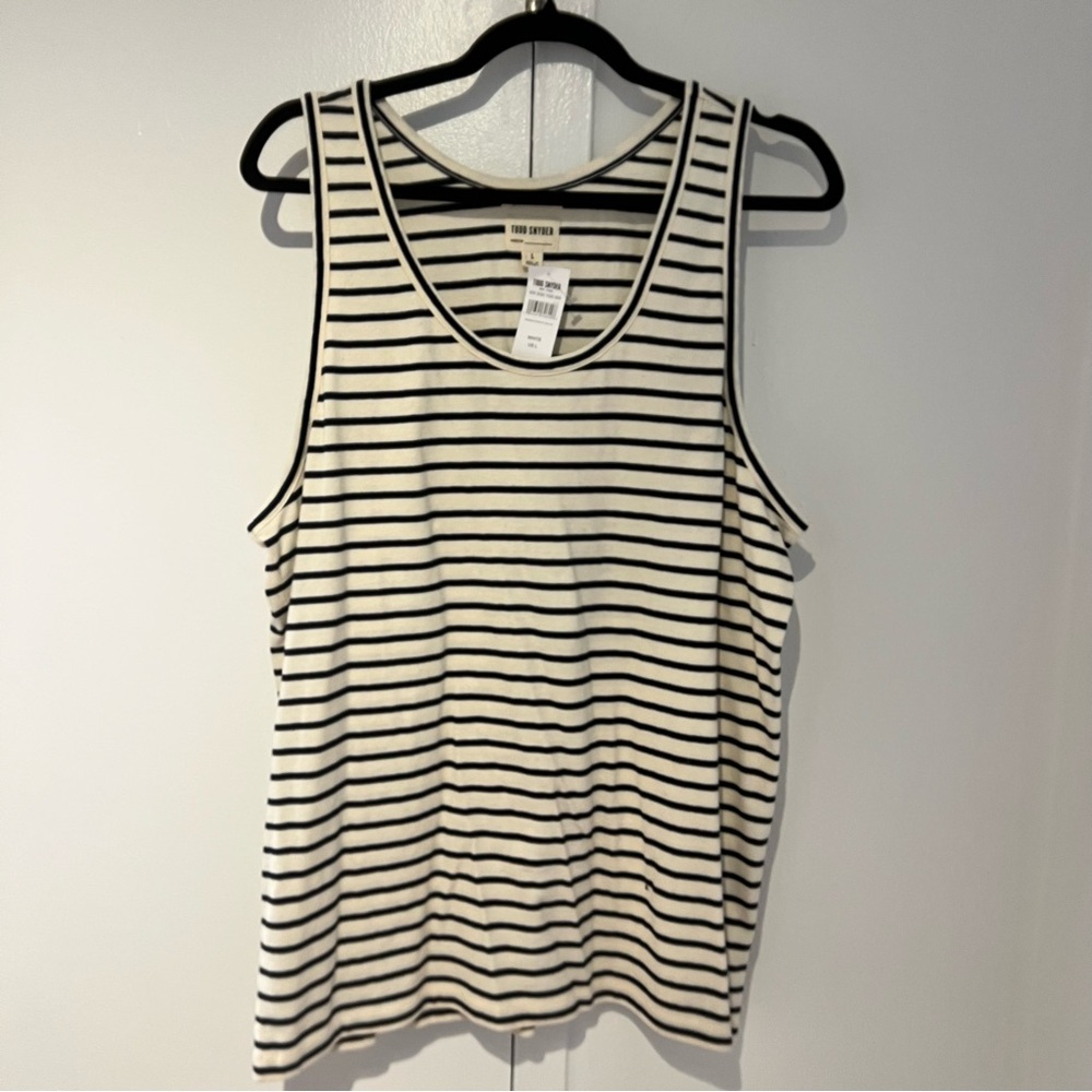 Todd Snyder Navy & Ivory Striped Japanese Fabric Tank Top